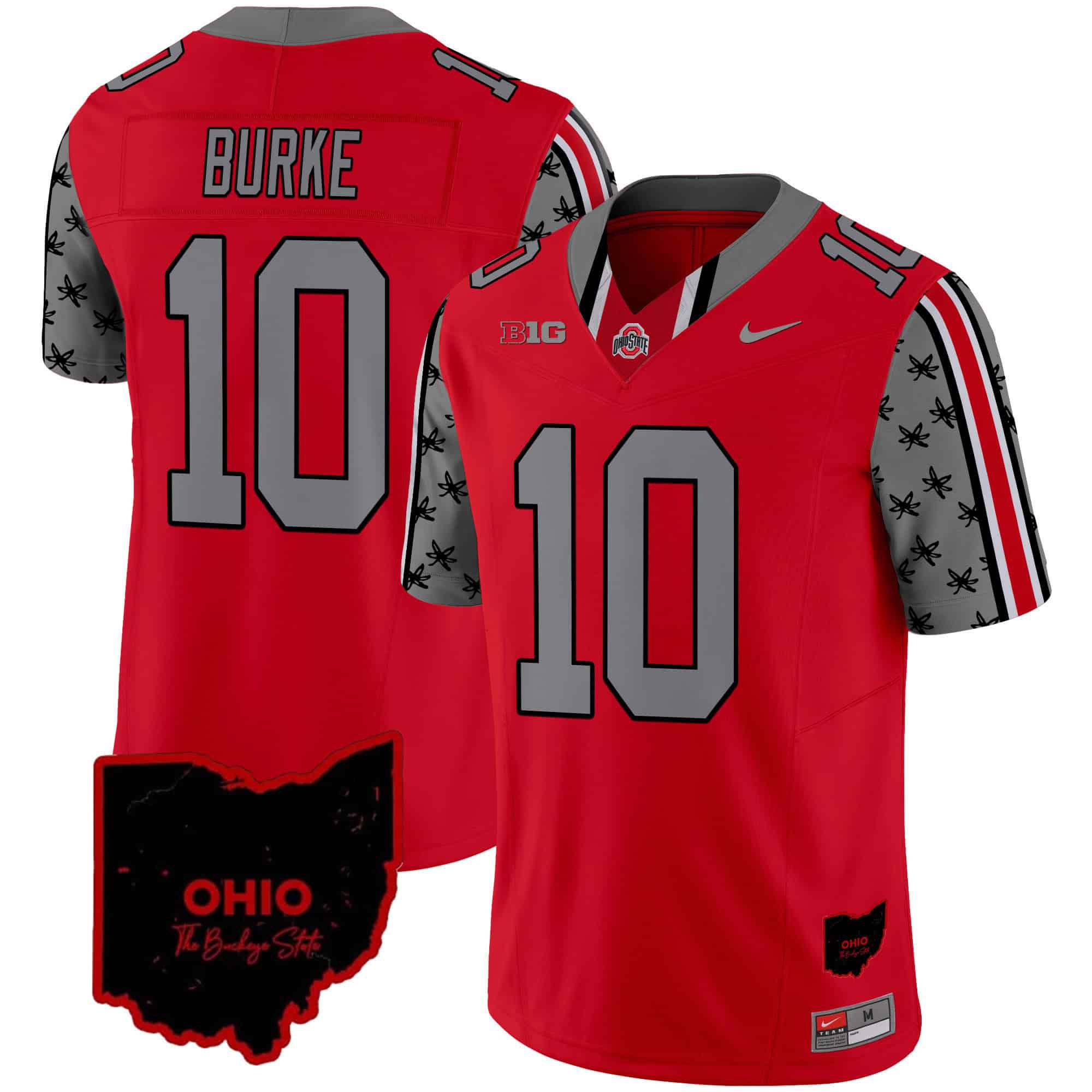 Men Ohio State Buckeyes #10 Burke Red 2024 Nike Home Patch Vapor Limited NCAA Jersey
